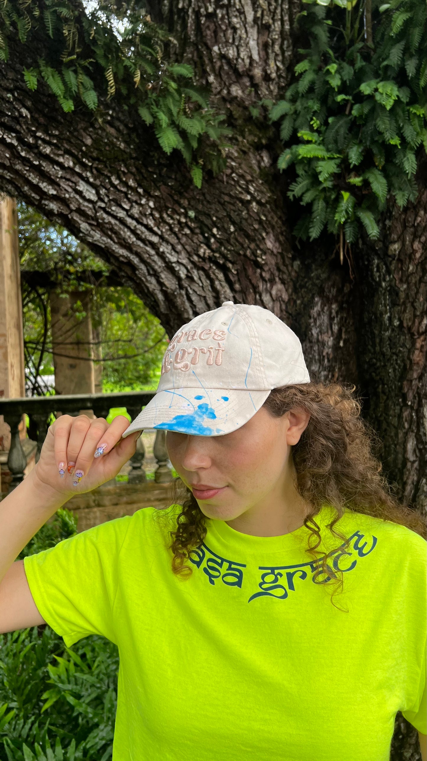 Grace & Grit Splatter Cap in Blue